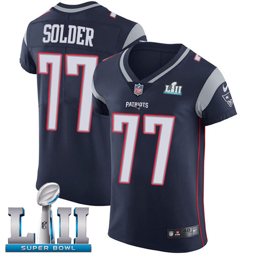 Nike Patriots #77 Nate Solder Navy Blue Team Color Super Bowl LII Men's Stitched NFL Vapor Untouchable Elite Jersey - Click Image to Close
